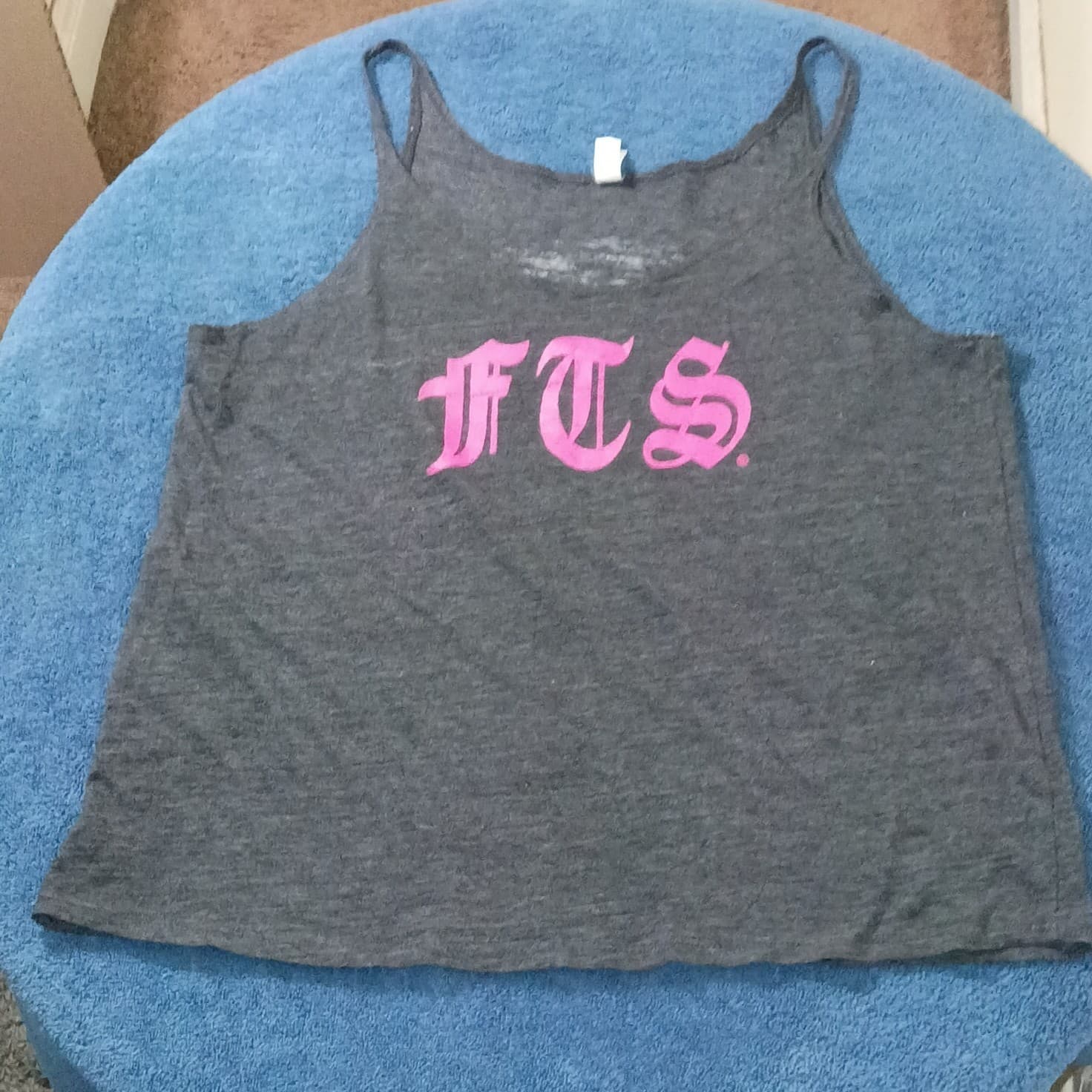 Bella + Canvas Full Throttle Saloon FTS Graphic Tank Top Gray Pink Scoop Neck