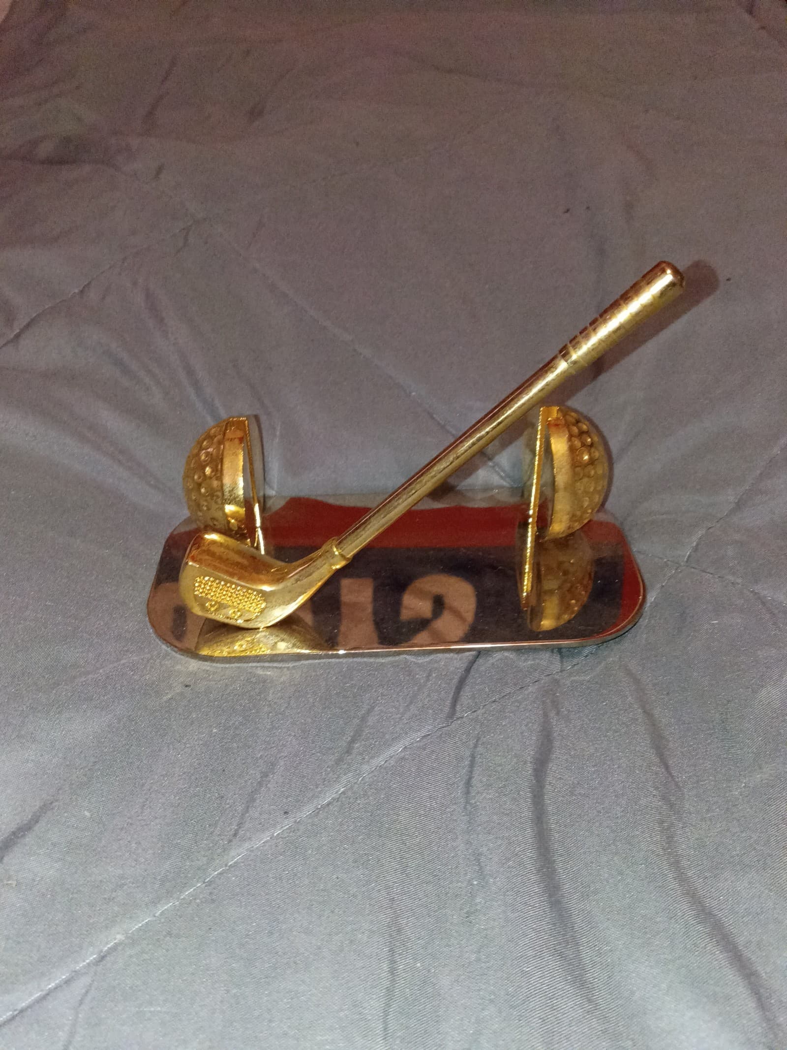 Ballpoint pen golf club paper weight gold plated