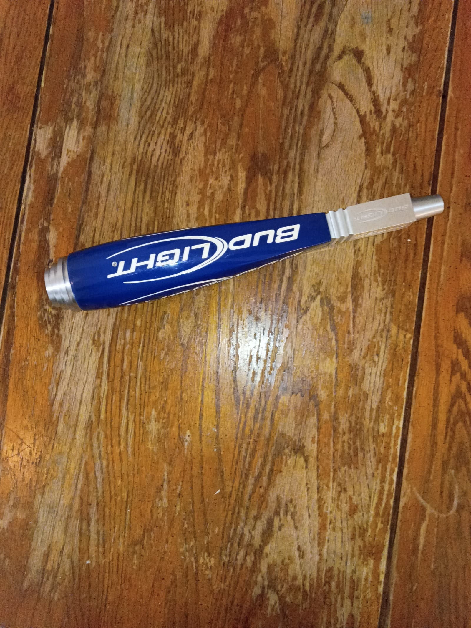 Bud Light Draft Beer Tap Handle Blue White & Aluminum Nib 12” Inches