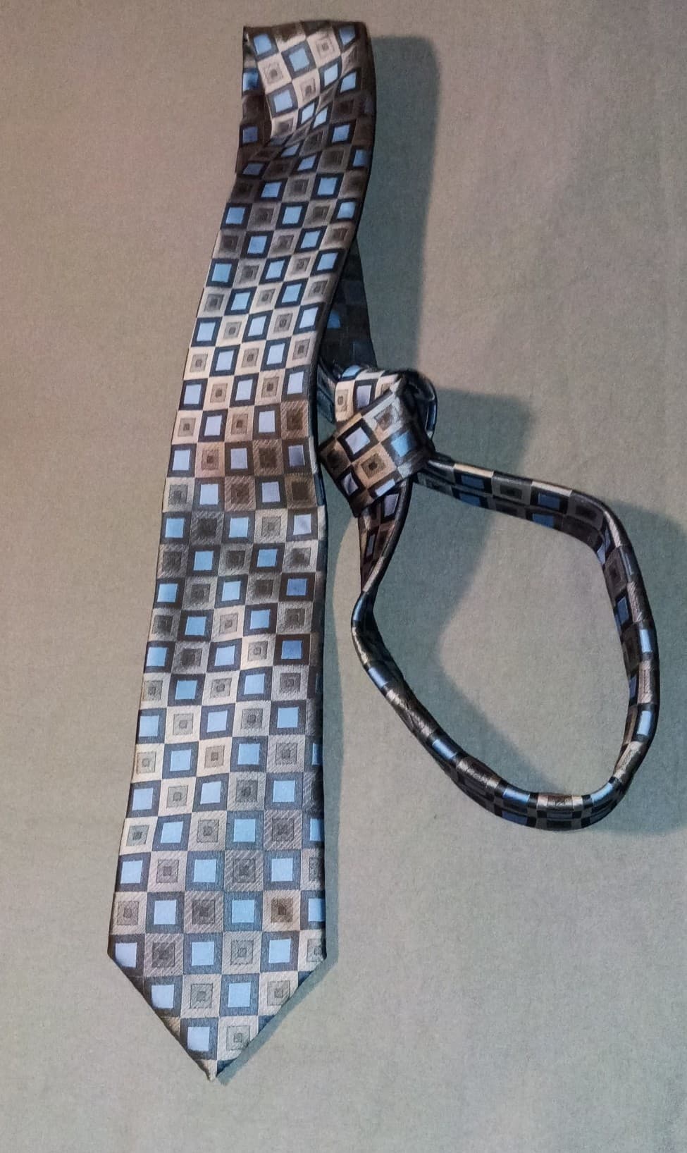 Geoffrey Beene Gray and blue checkered boxed Tie 56in"