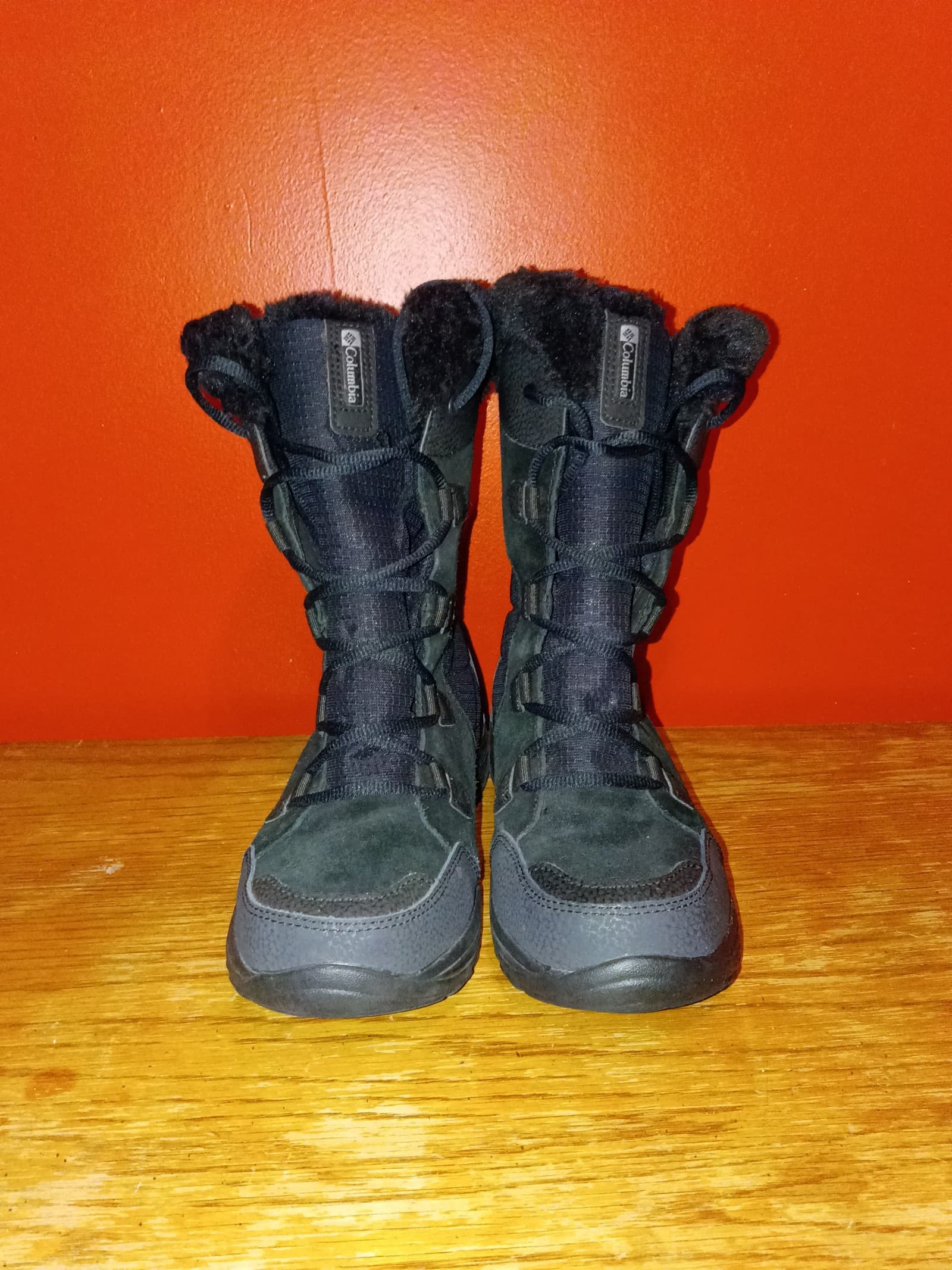 Columbia Women's Ice Maiden II Black Snow Winter Waterproof Fur Boots Size 7.5
