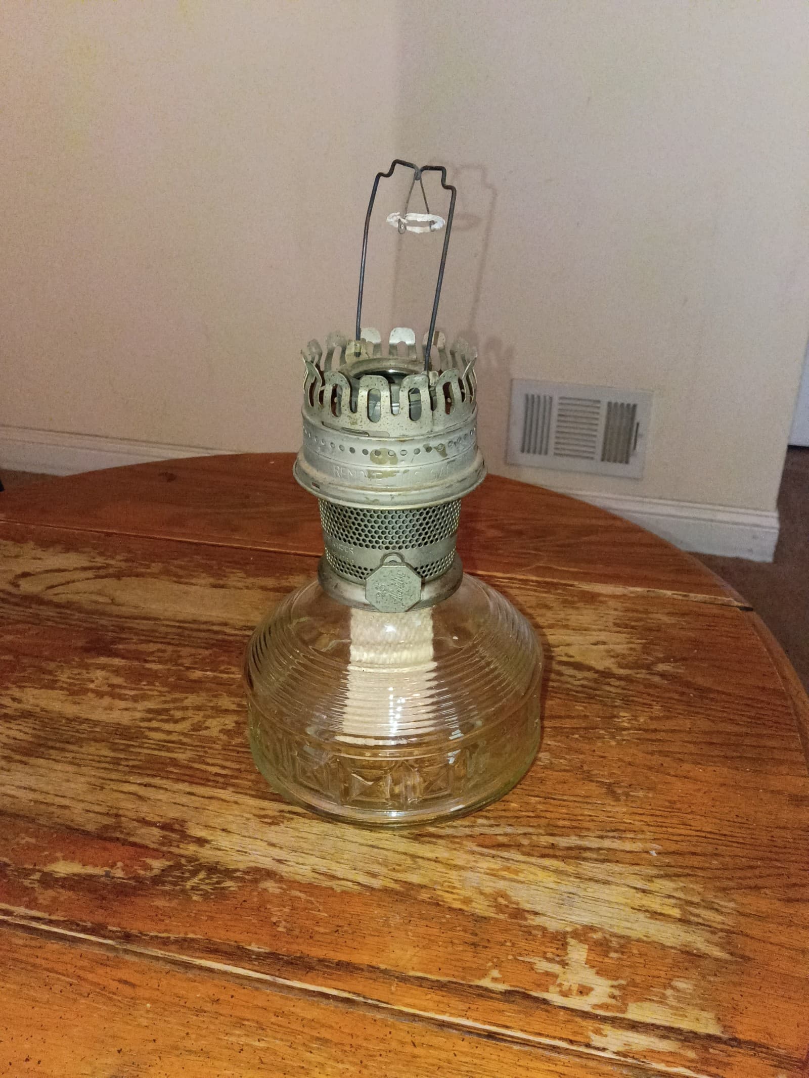 Aladdin Model 23 Clear Glass Oil Lamp Font BASE ONLY Brass Burner No Chimney