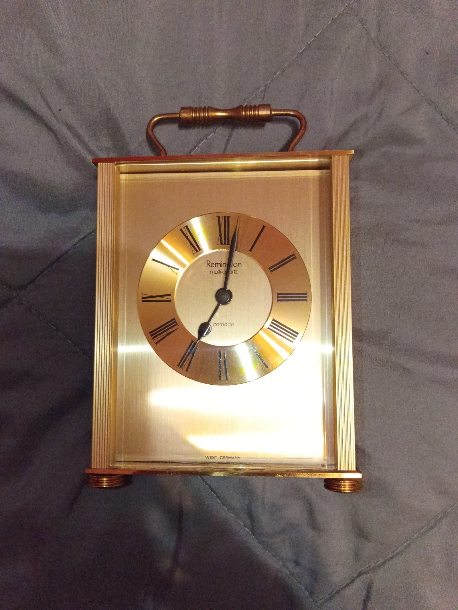 Vintage Remington multi - quartz carriage clock gold