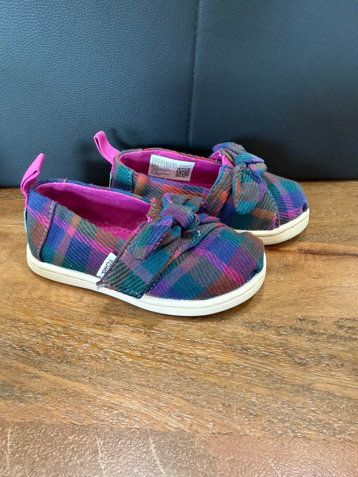 Toddler plaid bow Tom’s
