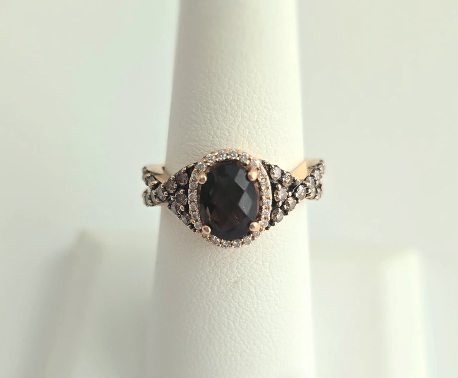 LeVian 14k Rose Gold Chocolate Quartz, Diamond Ring - Size 6.75 (C31012566)