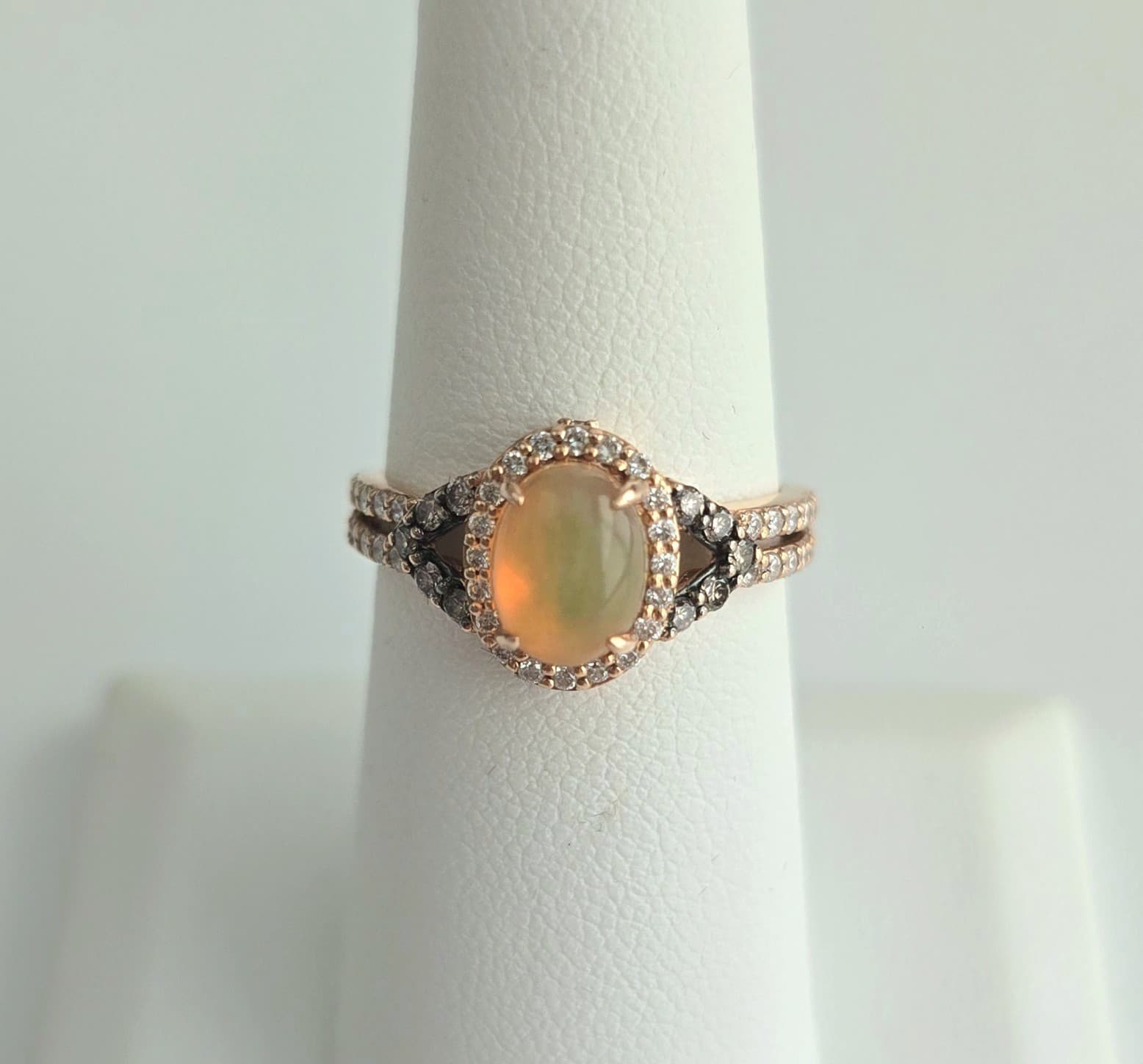 Le Vian 8x6mm Opal & 0.35 CTW Diamonds 14k Rose Gold Ring Size 6.75