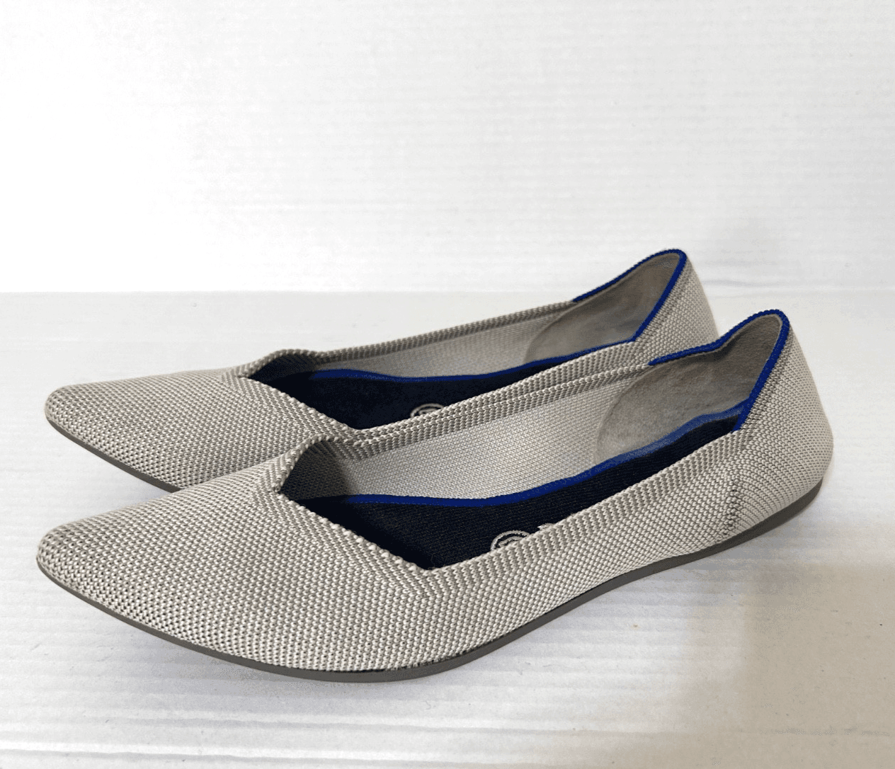 Rothy's The Point Shoes Womens Size 9 Gray Knit Pointed Toe Flats Casual Ballet