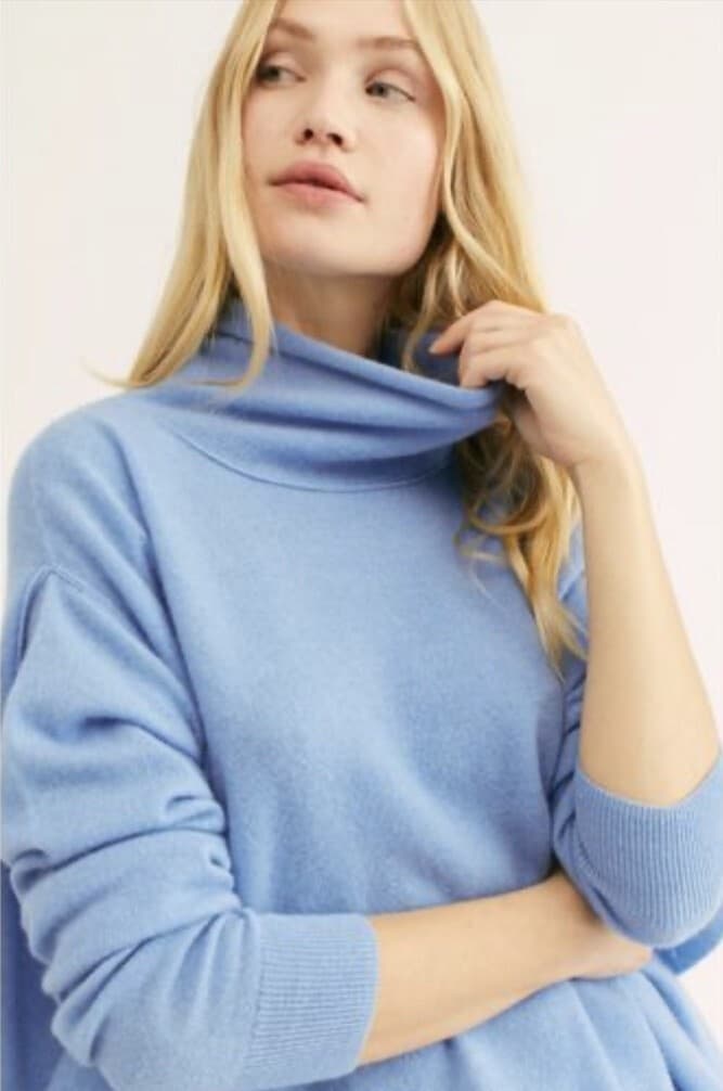 FREE PEOPLE Size S CRUSH ON YOU 100% CASHMERE Turtleneck SWEATER PULLOVER Cozy g