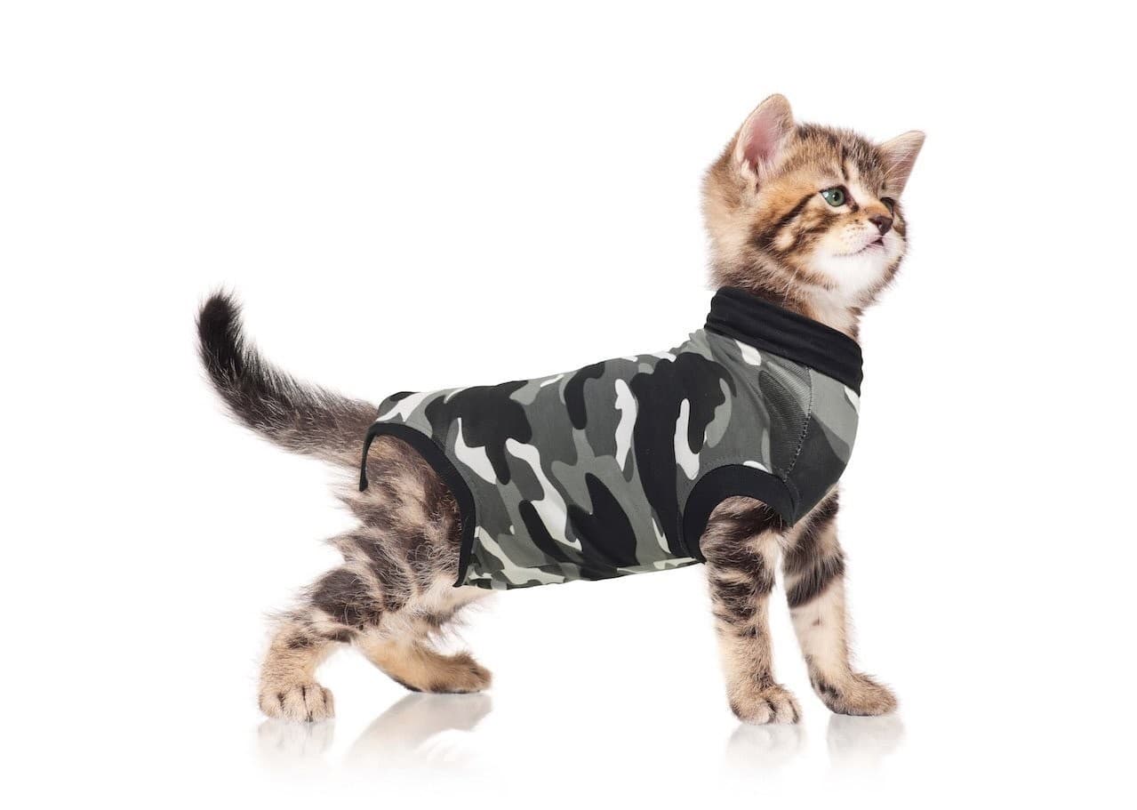 New Suitical Cat Wound Recovery Suit Size XS Gray Camo New 15.7"-17.7"