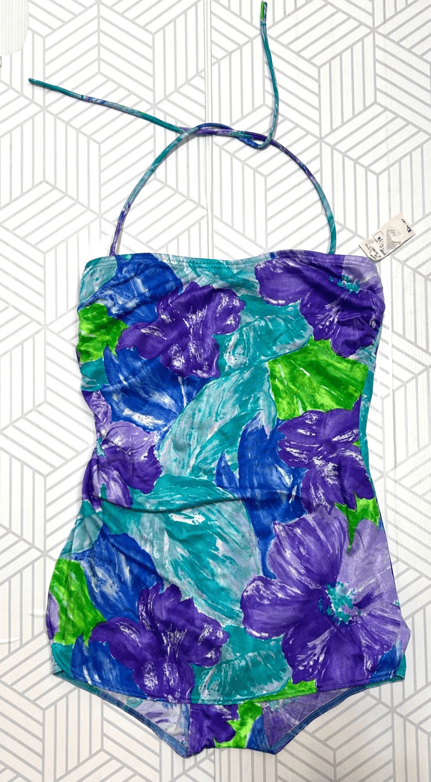 NWT Vintage 90s Christina Canada size 14 Modern 10 M/L Halter One Piece Swimsuit
