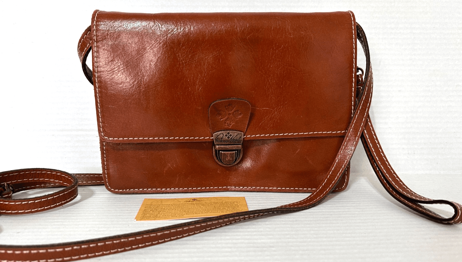 Patricia Nash Lanza Crossbody Organizer Tan Brown Wallet Car Slots Vintage Insp