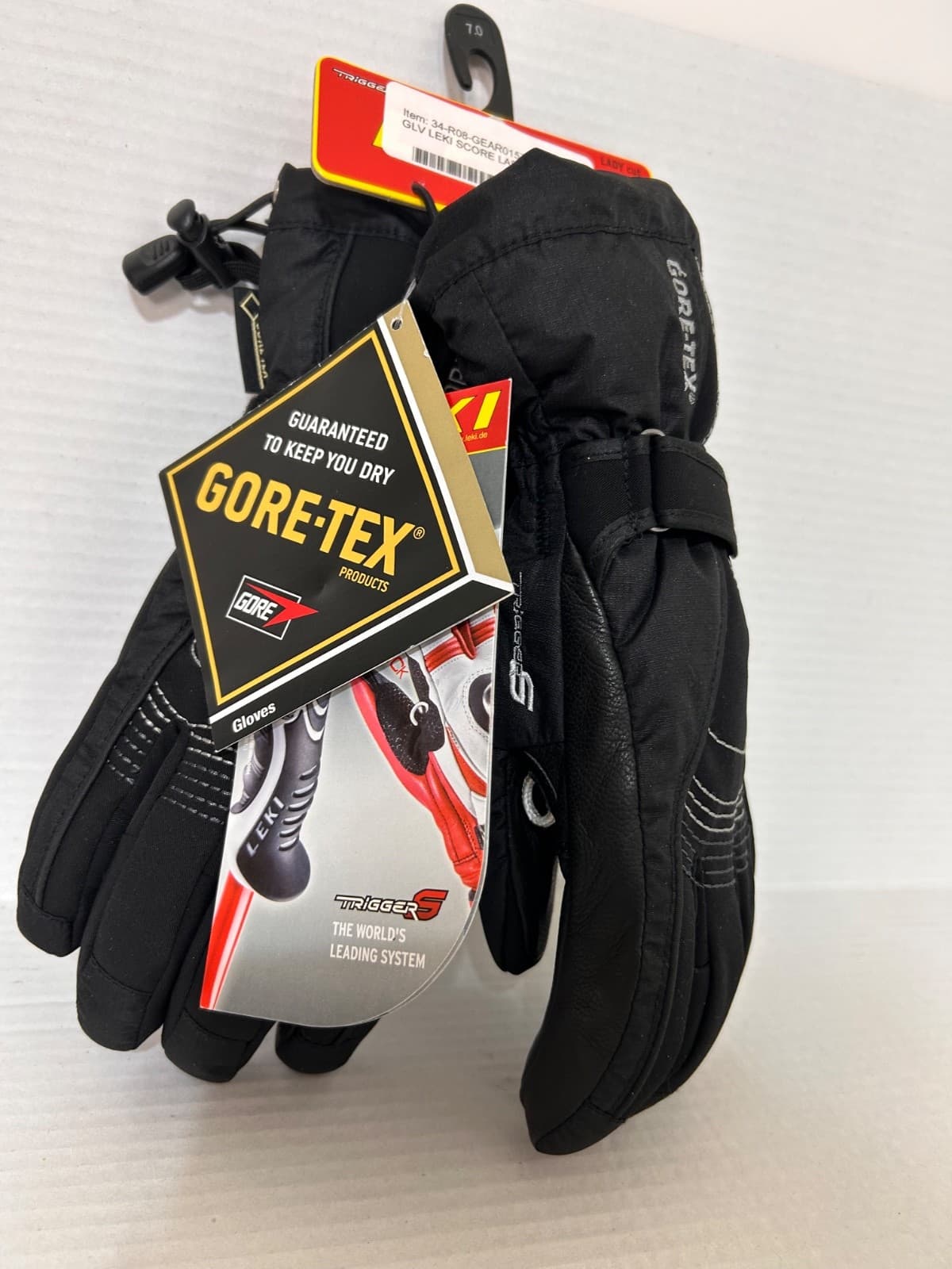 $110 Leki Womens size 7 (Small XS) Leather Goretex Ski Gloves Ladies Black b