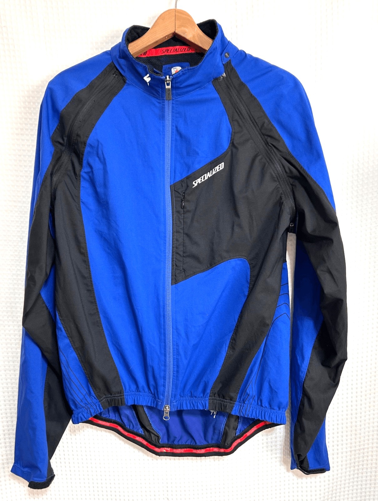 Specialized Deflect Hybrid Rain Jacket Mens L Blue Vest Convertible Wind c