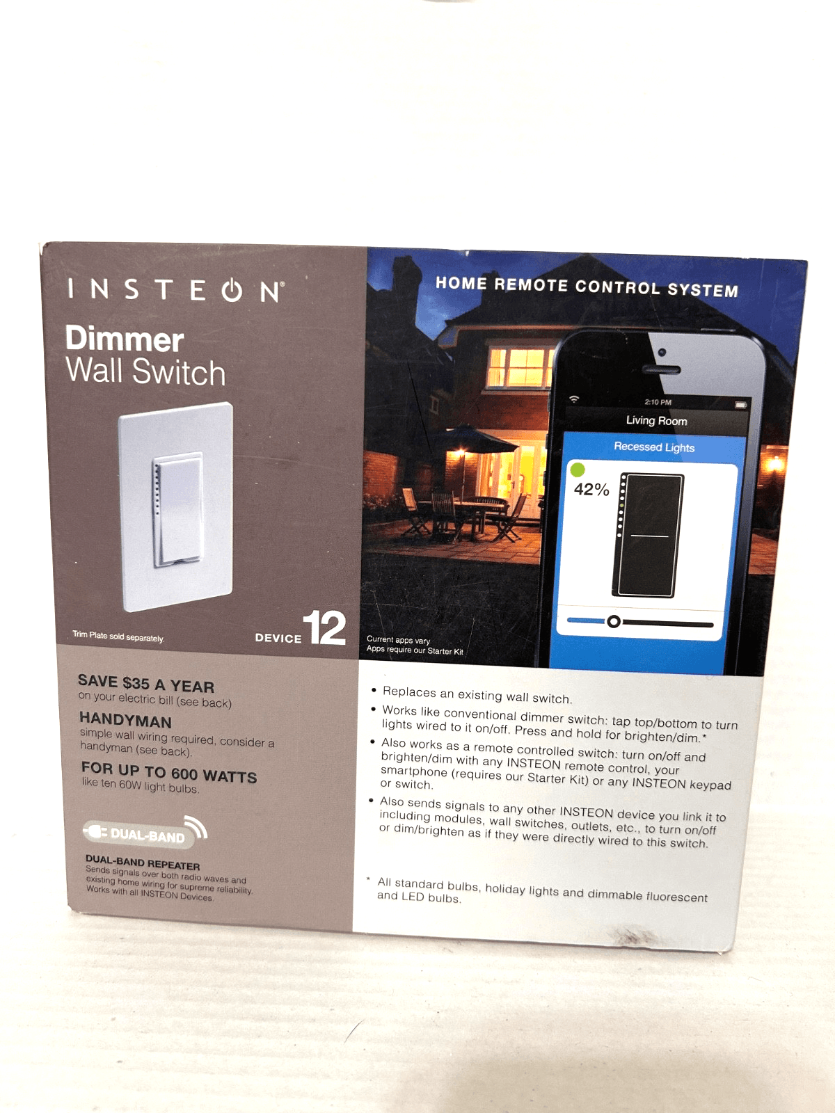Insteon Dimmer Wall Switch 2432-292 Device 12 NEW in BOX