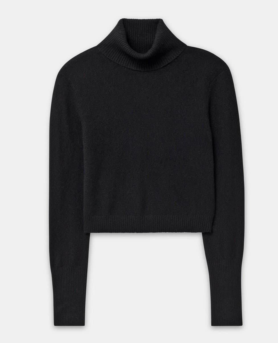 NAADAM 100% Cashmere Sweater Womens Size M Black Turtleneck Cropped Soft a2