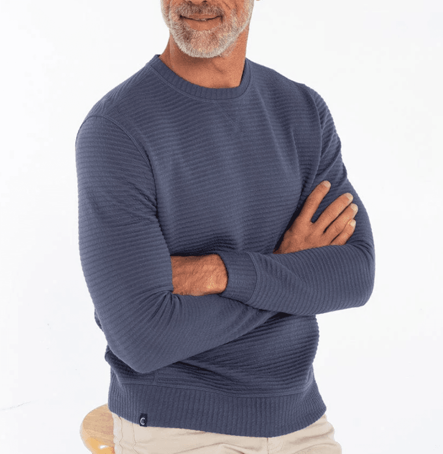 Criquet Quilted Crew Sweatshirt Ink Blue Size Large Minimalist Golf Ribbed a