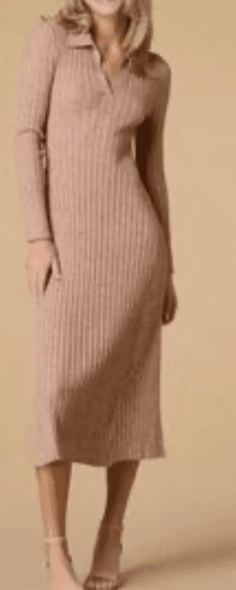 NWT Lucky Brand Aline Collared Stretchy Ribbed Sweater Dress Women Size Large x