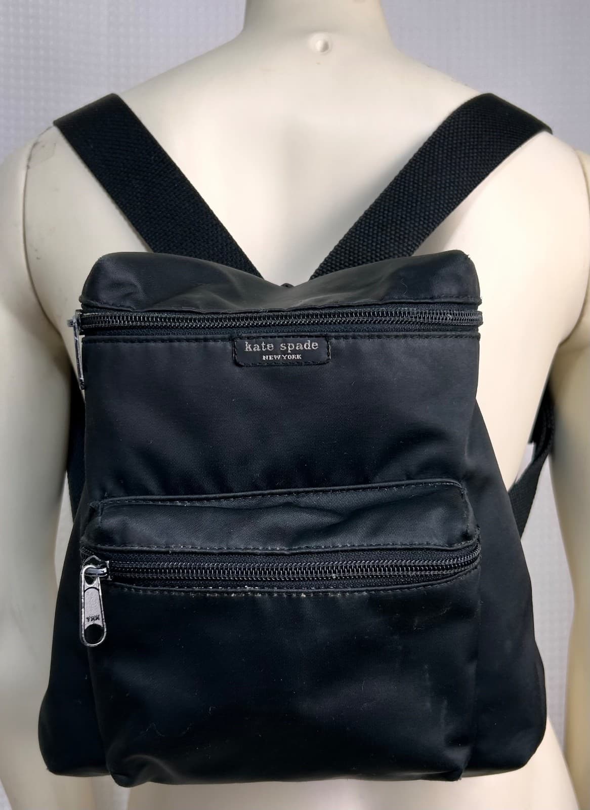 VTG Y2K Old School Kate Spade Vintage 90’s Nylon Mini Backpack Purse Black 1990s