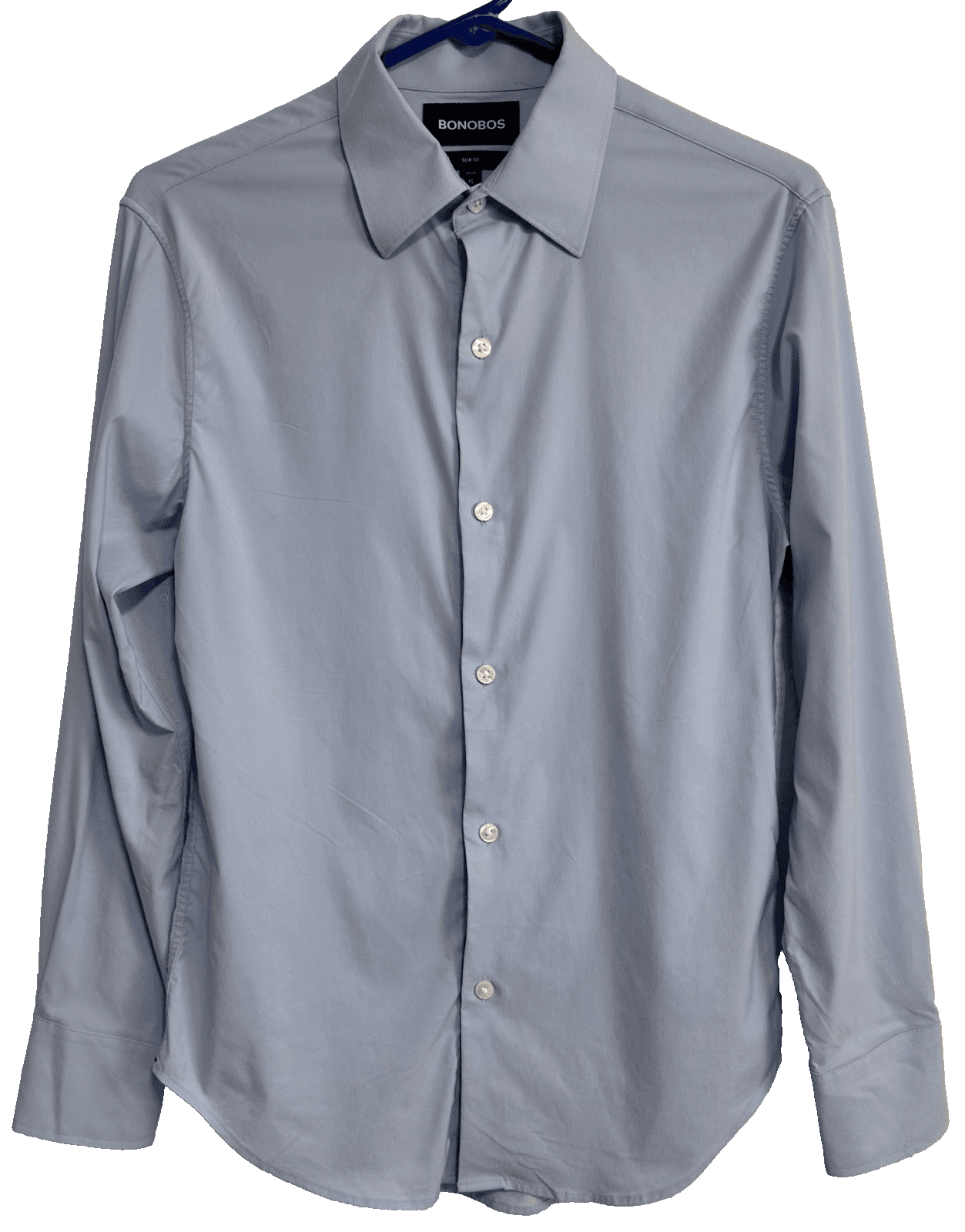 Bonobos Slim Fit Short Long Sleeve Dress Shirt Men XS Fit Blue Performance x