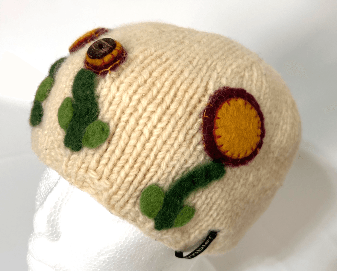 Ambler Mountain Floral Wool Hat Beanie Womens or Kids Embroidered