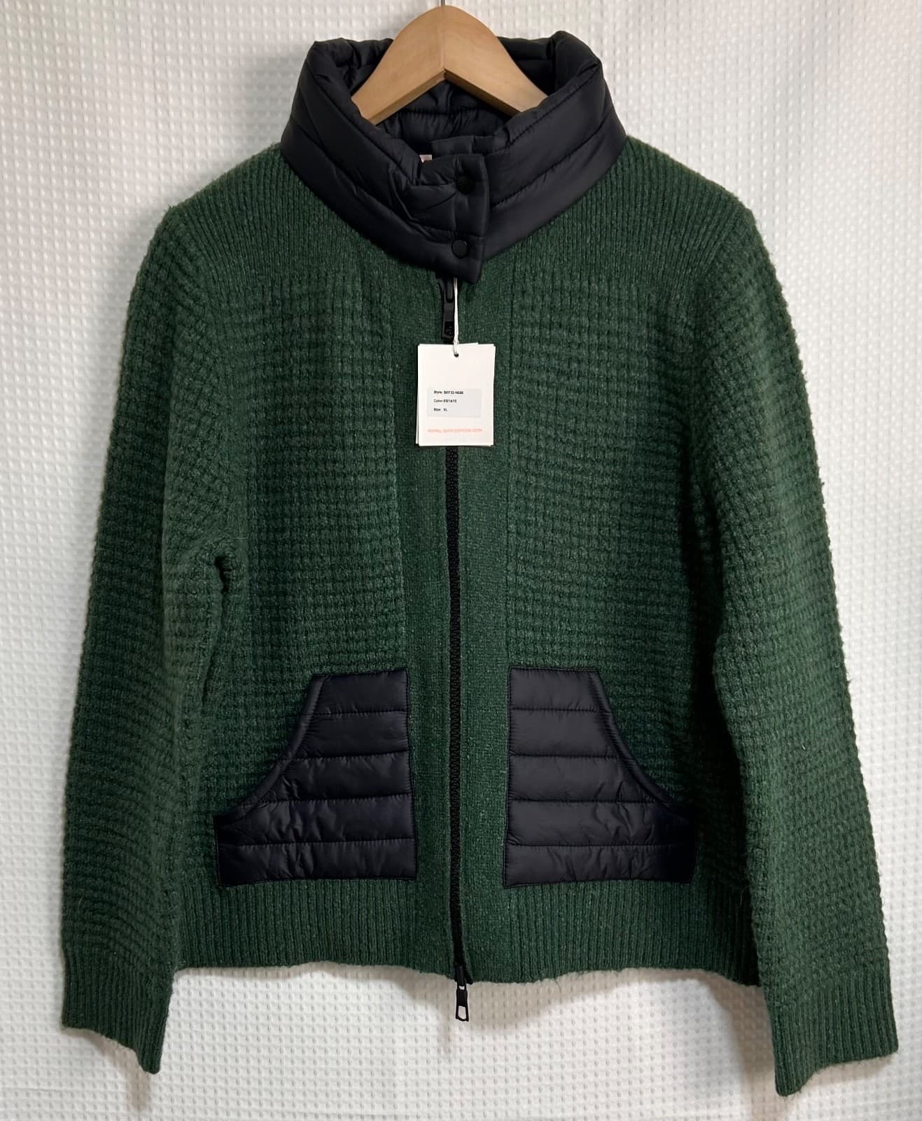 NWT $440 Lisa Todd Size XL Posh Puffer Knit Cardigan Sweater Estate Green d