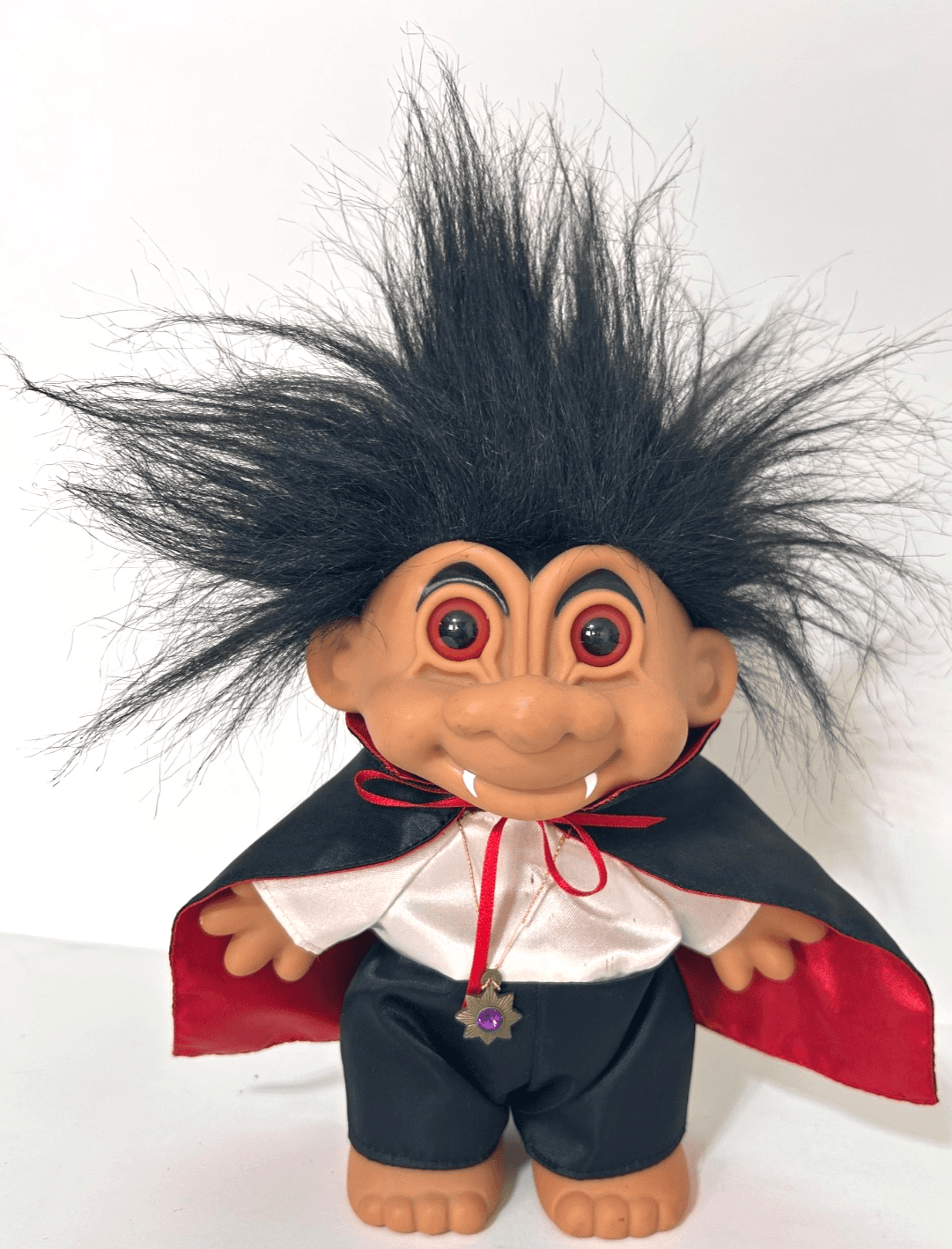 Vintage Russ Berrie Dracula Troll Red Eyes Cape Fangs Halloween Rare