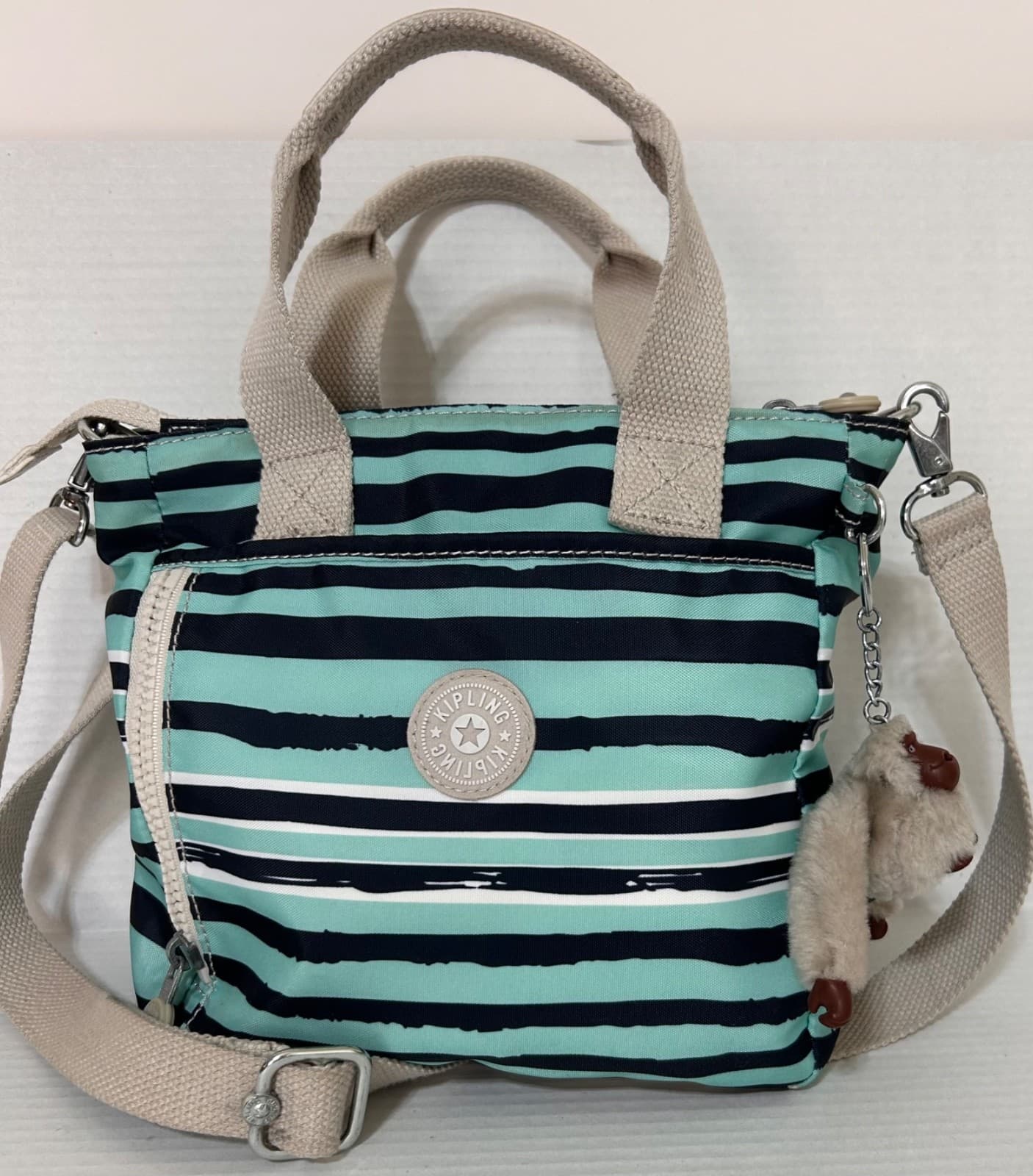 Vintage Y2K Kipling Crossbody or Shoulder Bag Purse Small Blue Navy Monkey