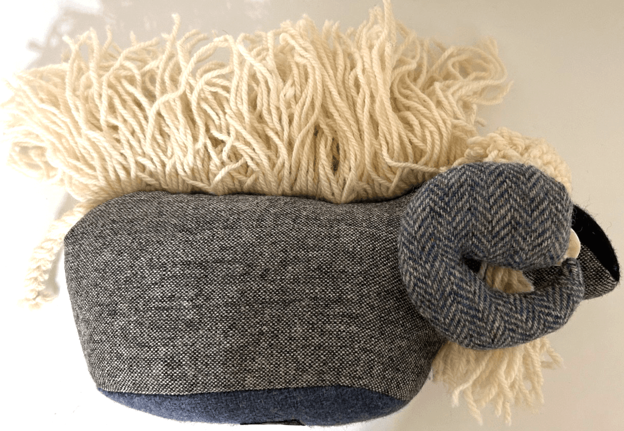 Jeans of Donegal Handmade Tweed Stuffed Ram Sheep Folk Art WOOL Irish Plush