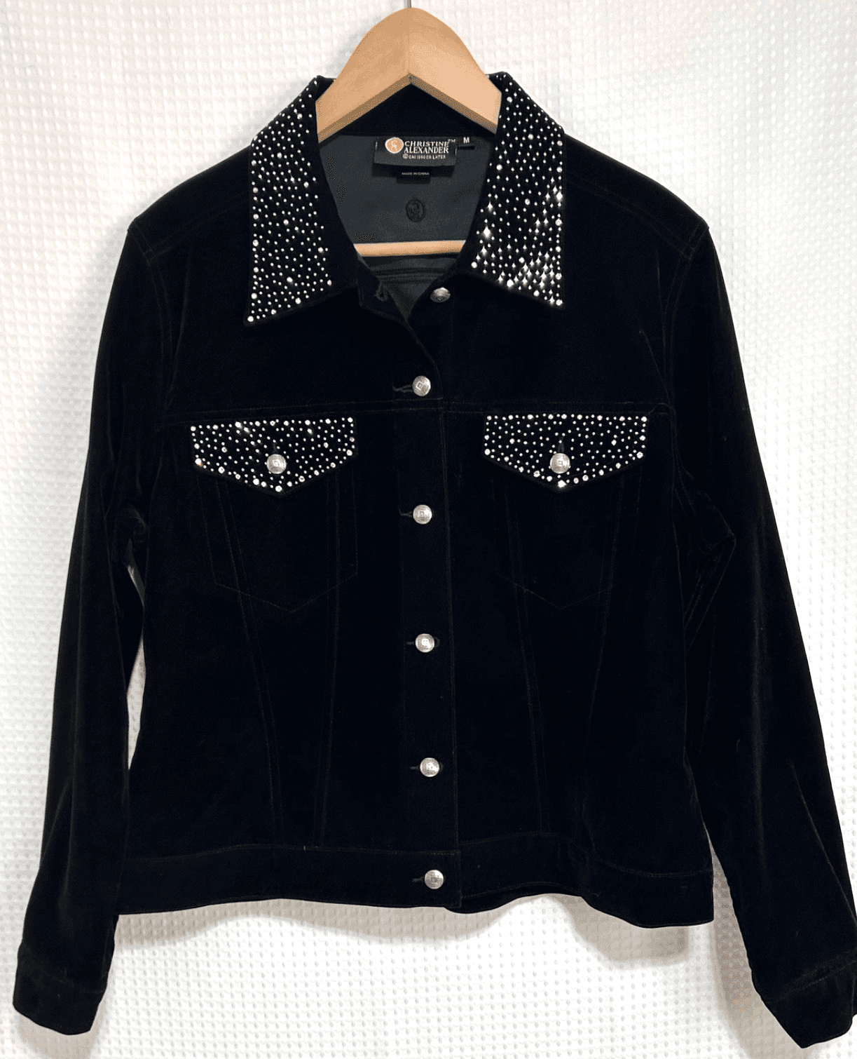 Christine Alexander size M Black Velvet Whimsigoth Rhinestone Goth Jacket G