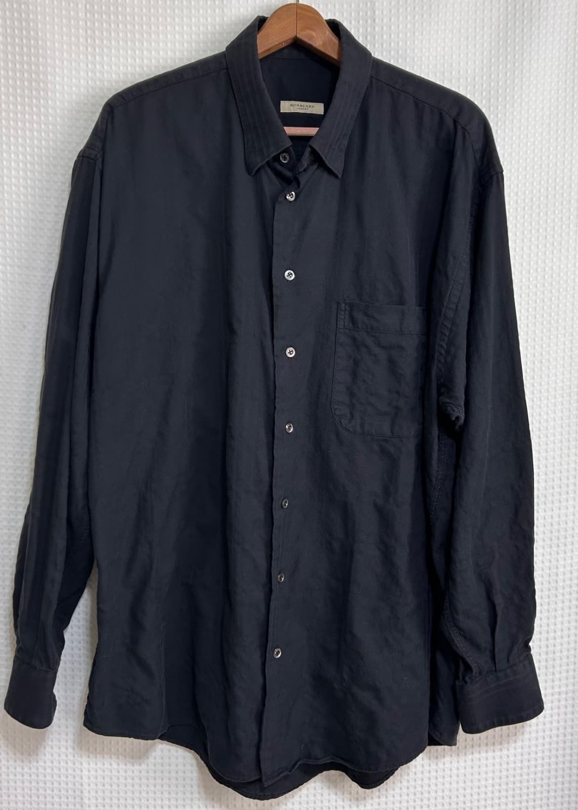 Burberry London Shirt Mens size XL Black Textured Button Up Casual v