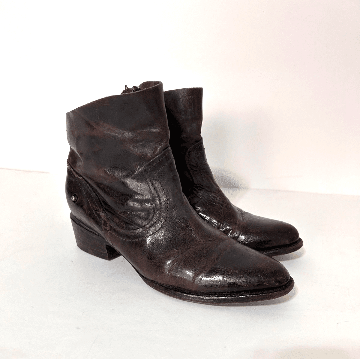 FREEBIRD Women's size 7 EVE Cherry Brown Red Leather Heeled Ankle Booties Boots