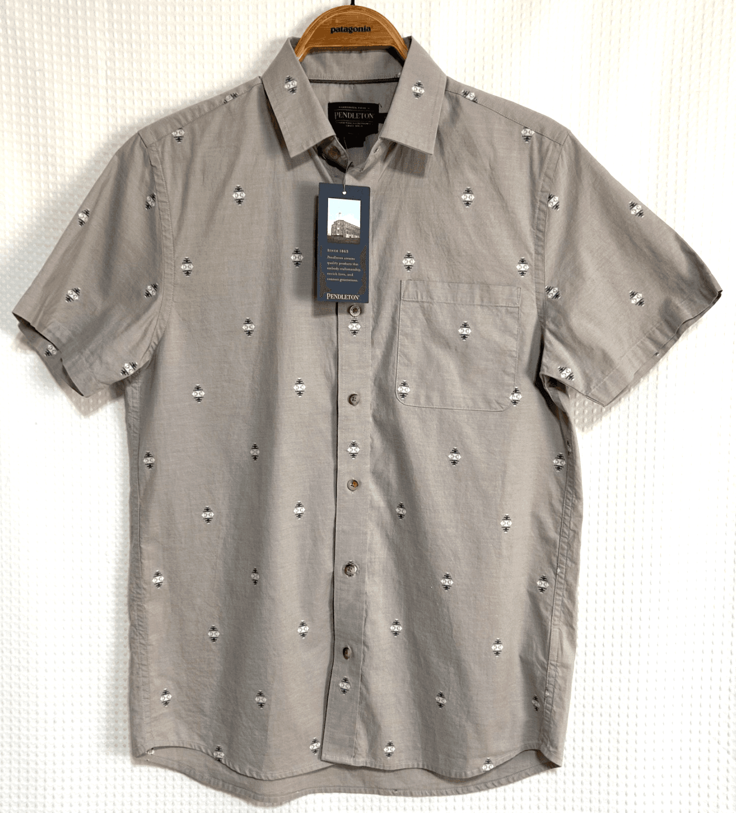 NWT Pendleton Mens Size S Short Sleeve Carson Gray Western Button Up Shirt x