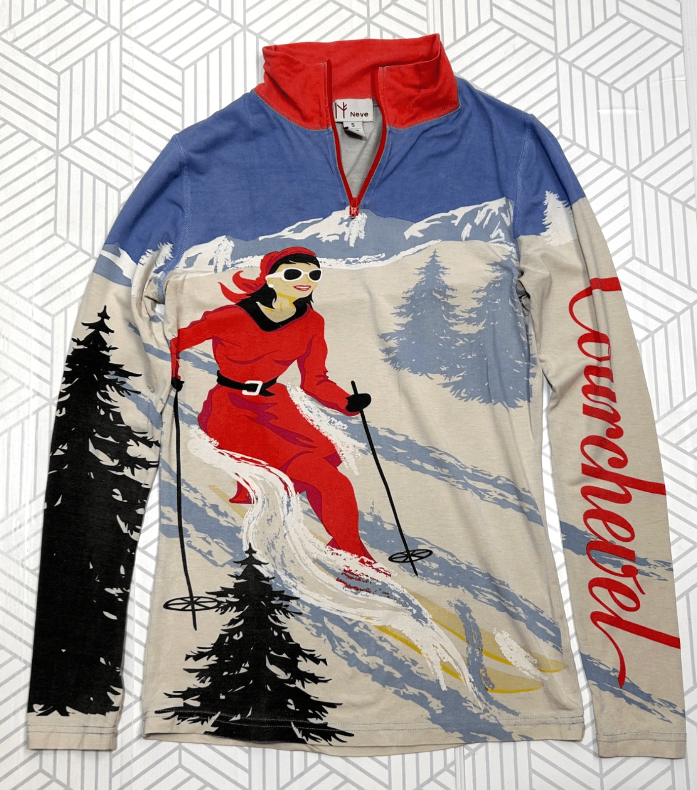 Neve Women's size Small Silk Merino Wool Base Layer Top Retro Skier Apres Ski a1