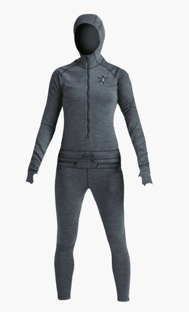 NWOT Airblaster Merino Ninja Suit Women's size M Bodysuit Heather Black Gray d