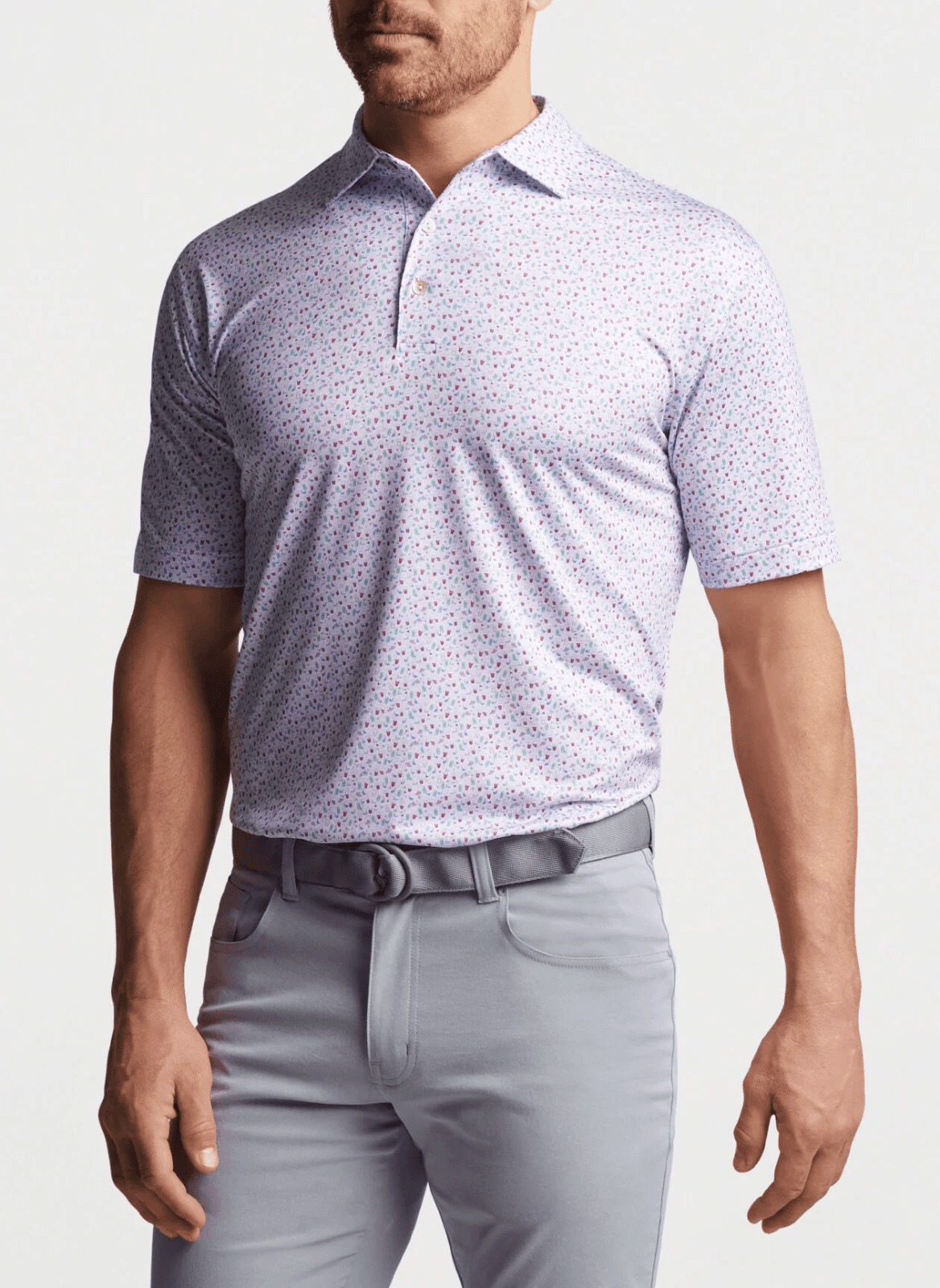Peter Millar Size L Golf Dazed & Transfused Performance Polo Summer Shirt Wine g