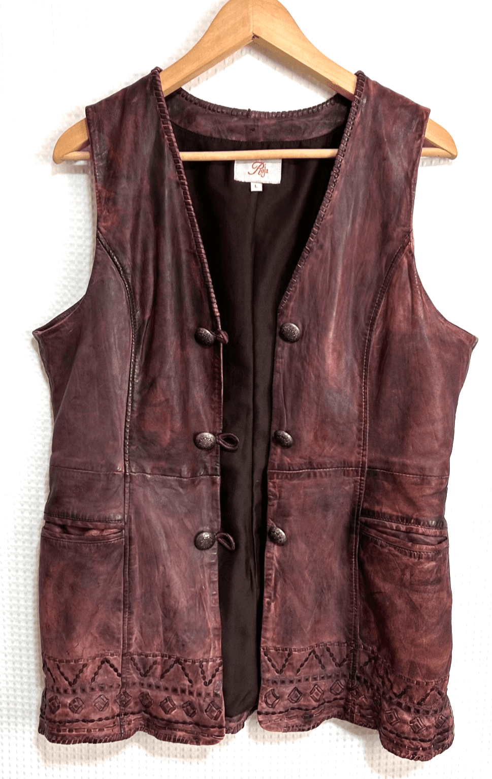 Roja Women's size Large Leather Western Festival Burning Man Jacket Vest Dress