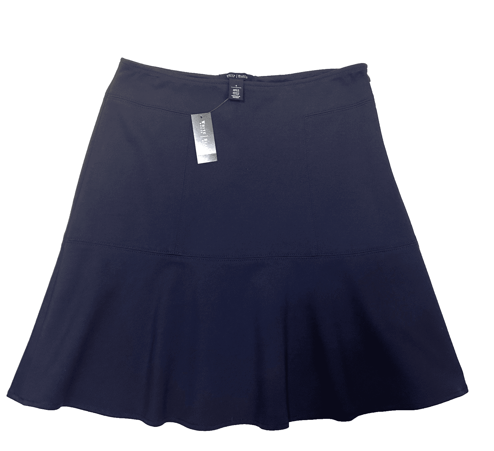 NWT White House Black Market size 6 Ponte Flirty Skirt Navy Lined Career Work x