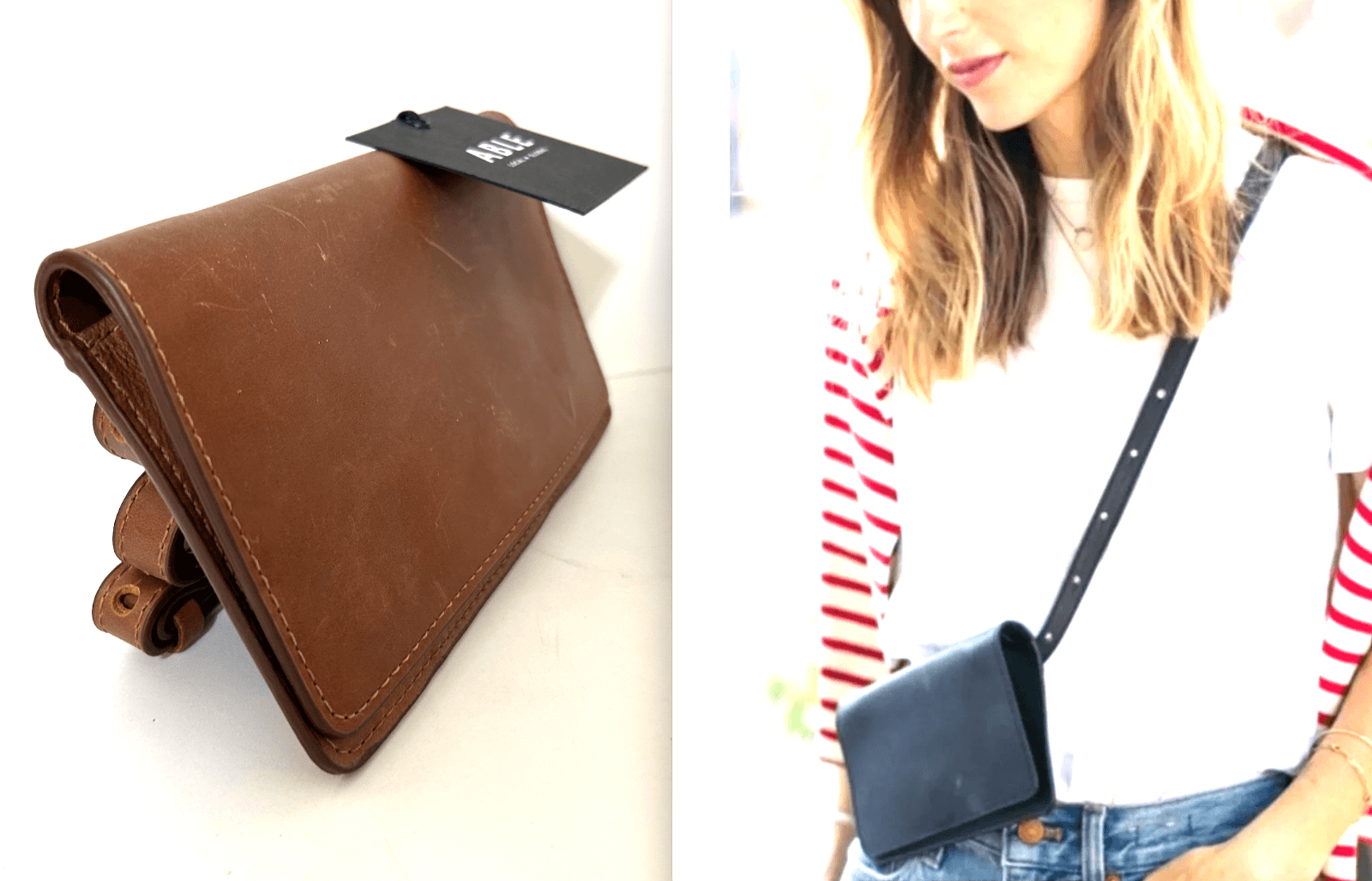 NWT ABLE Karla Leather Belt Bag Whiskey Brown Crossbody Adjustable Strap Wallet
