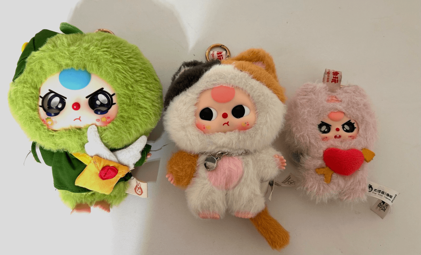 Baby Three Lot 3 Plush Pendant Bundle Professional Dreamer Calico Cat Cupid