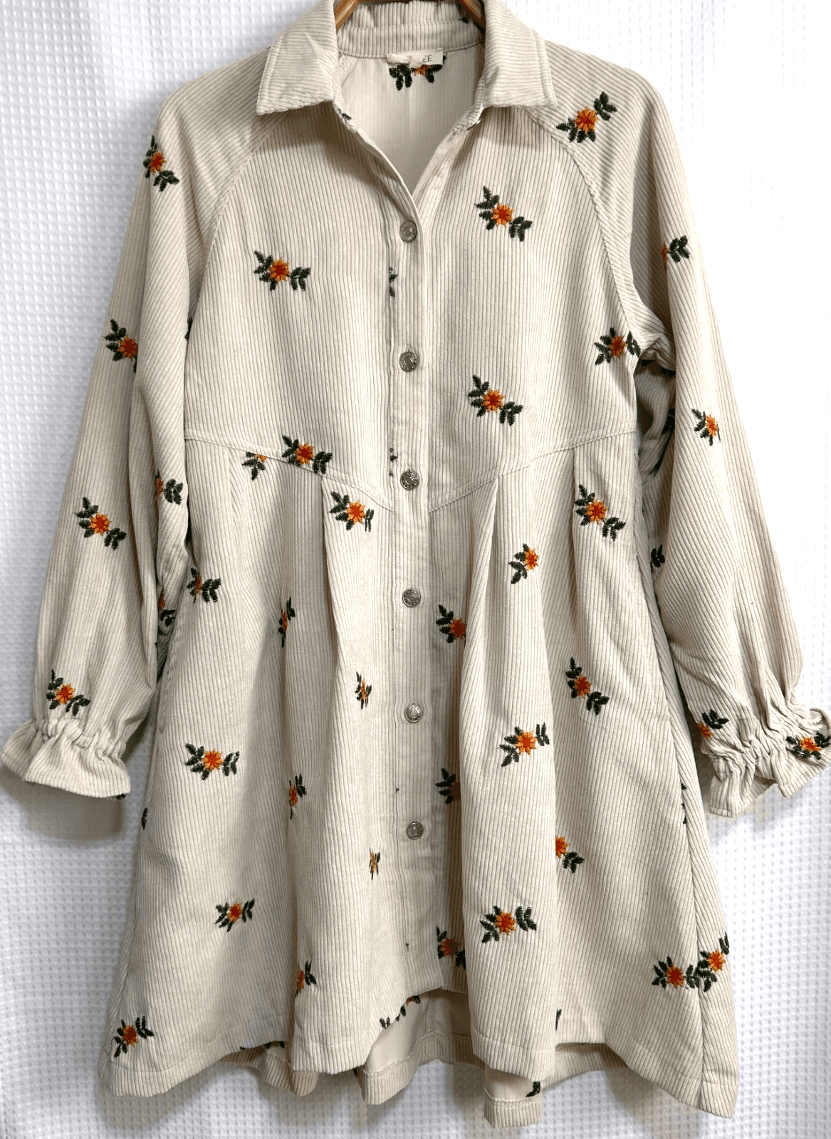 Roolee Women’s size S Boho Corduory Embroidered Floral Cottage Dress v