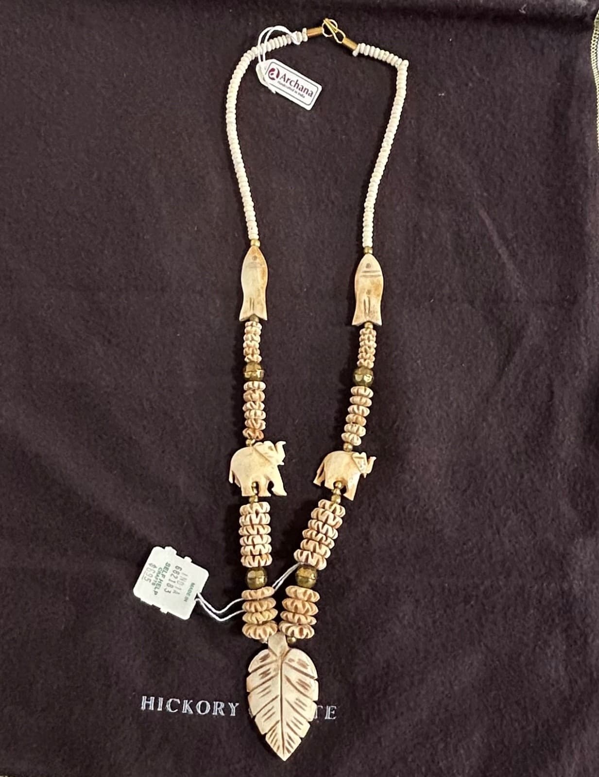 NWT Archana Hand made Vintage Chunky Elephants African Tribal Resin Necklace