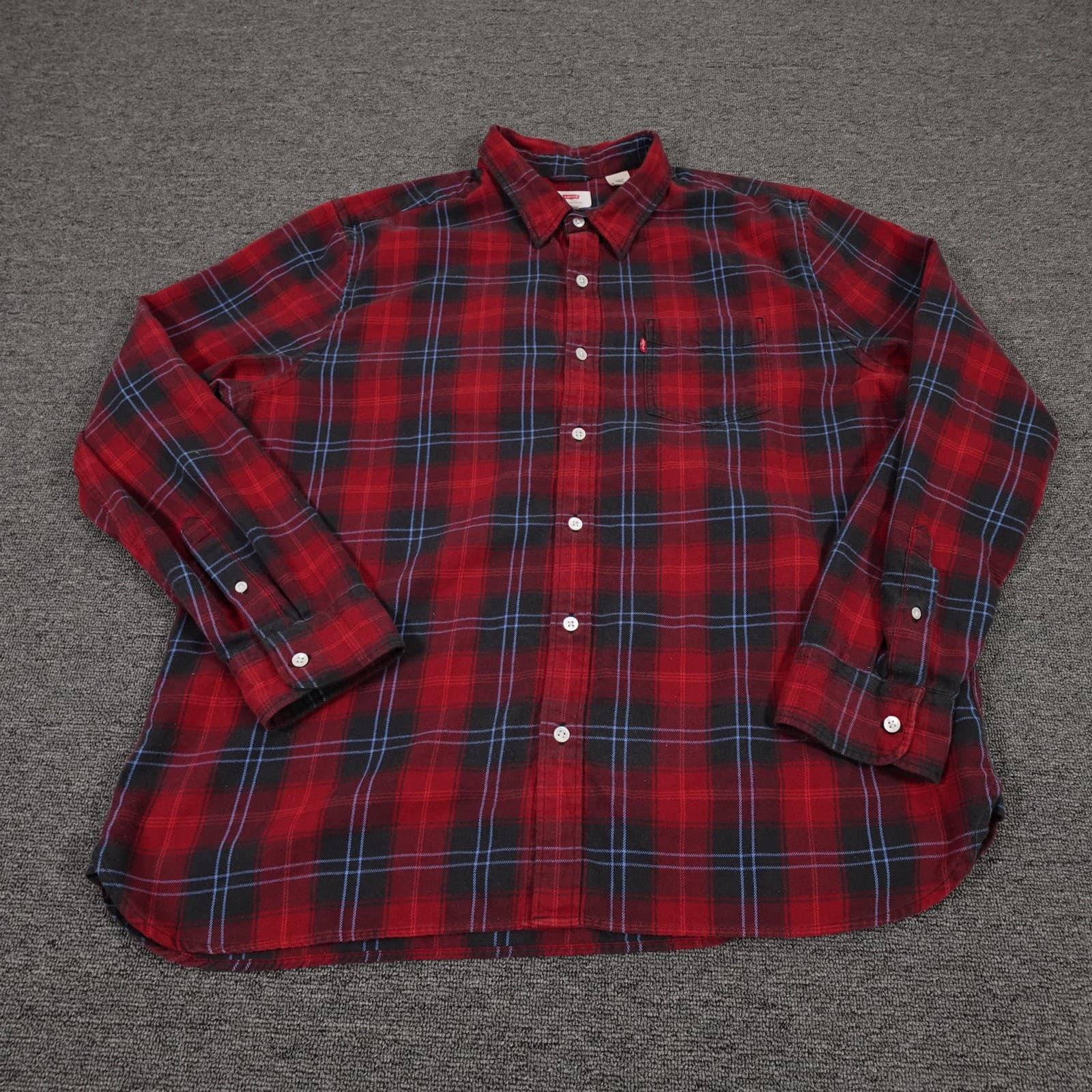 Levis Shirt Mens 2XL Red Plaid Flannel Long Sleeve Button Up Casual Top