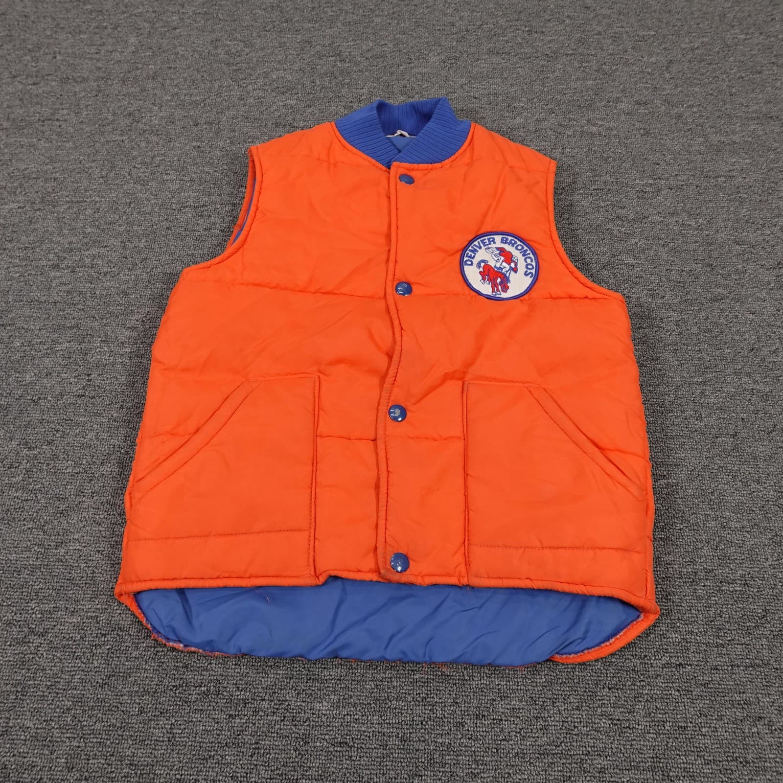 Vintage Denver Broncos Vest Boys Medium Orange Crush Stahl Urban 70s 80s