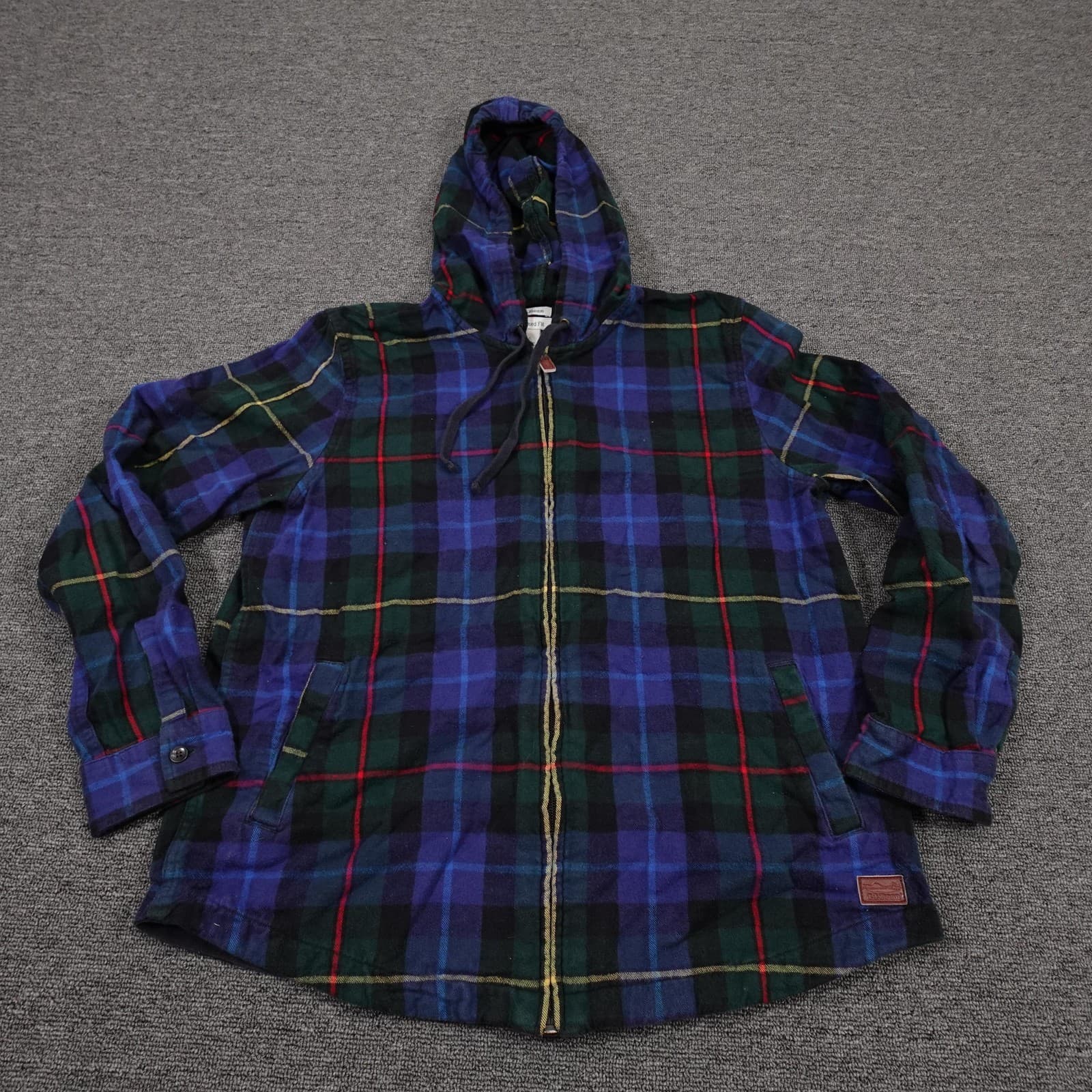 L.L.Bean Shirt Womens Small Blue Plaid Flannel Full Zip Hooded Shacket