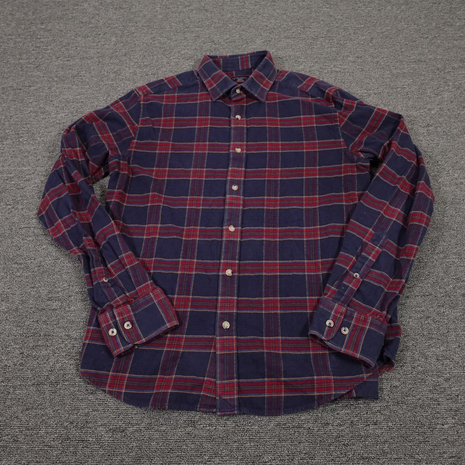 UNTUCKit Shirt Mens Medium Blue Plaid Flannel Long Sleeve Button Up Slim Fit