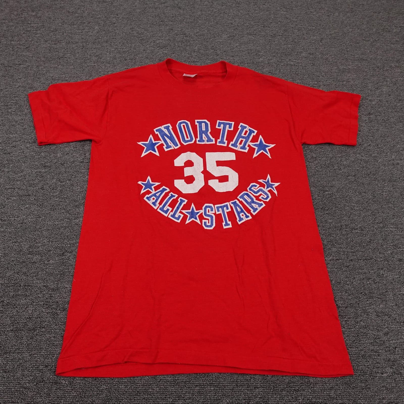 Vintage Sportswear Shirt Mens Large Red North All Stars 35 Tee Made USA 80s