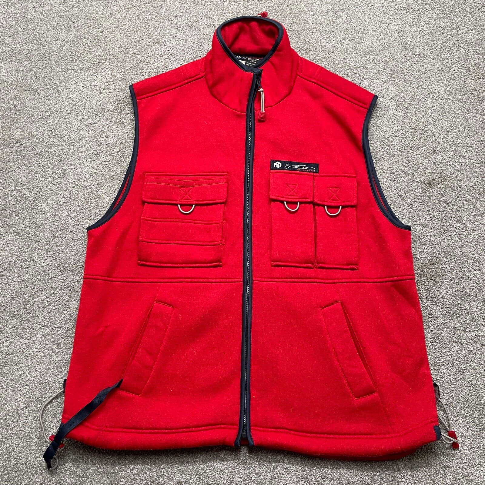 VINTAGE Southpole Vest Adult Large Red Sweater Full Zip Hip Hop Y2k Streetwear *