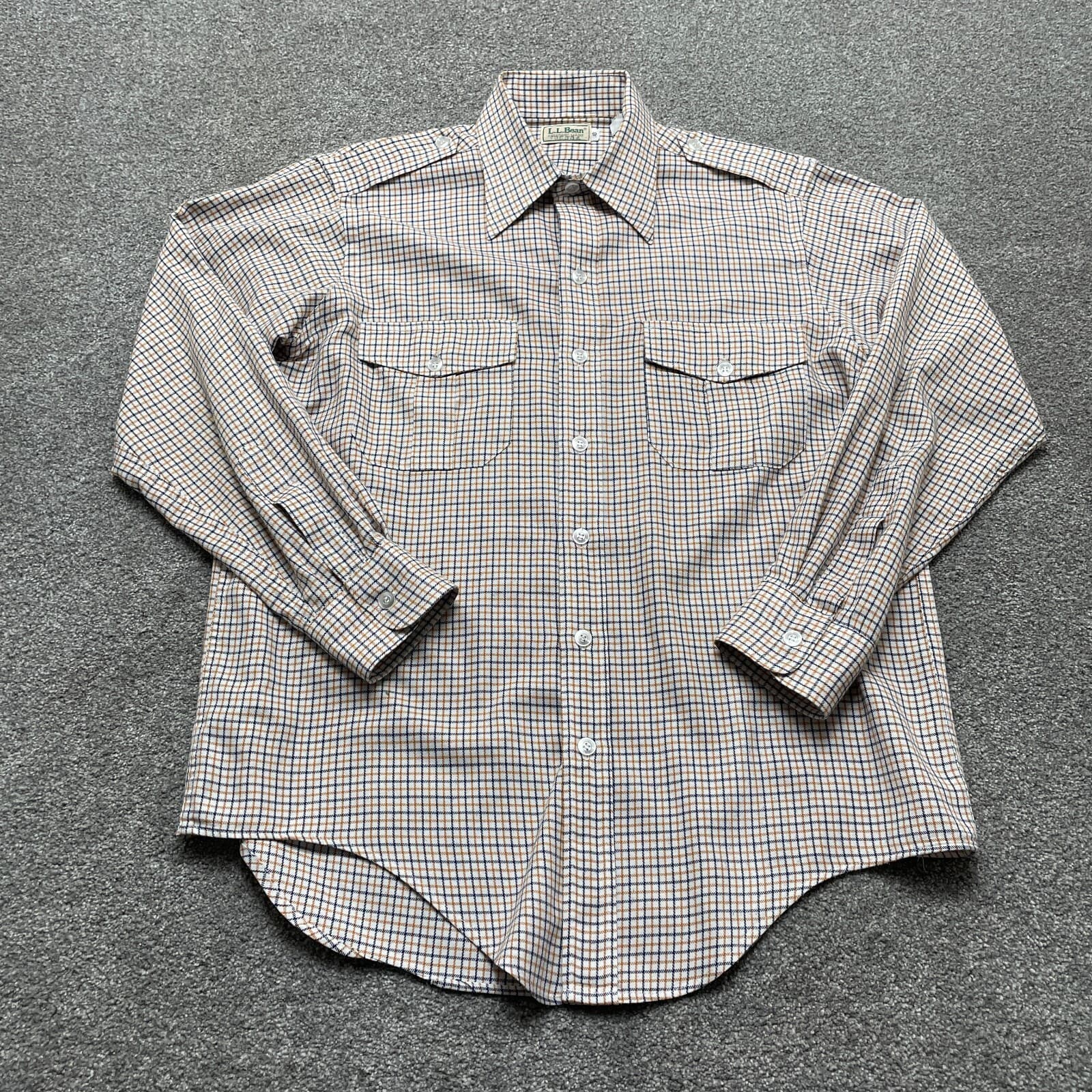 LL Bean Shirt Adult 16 Multicolor Plaid Combed Cotton Blend Long Sleeve Mens