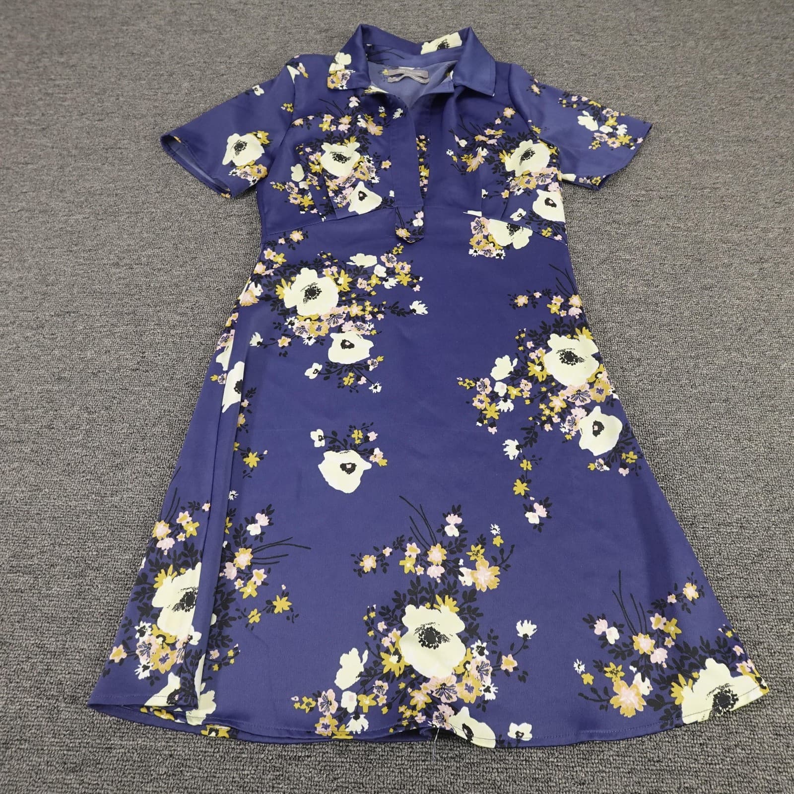 Urban Outfitters Dress Womens XS Blue Floral Collared Fit & Flare Shirt Mini