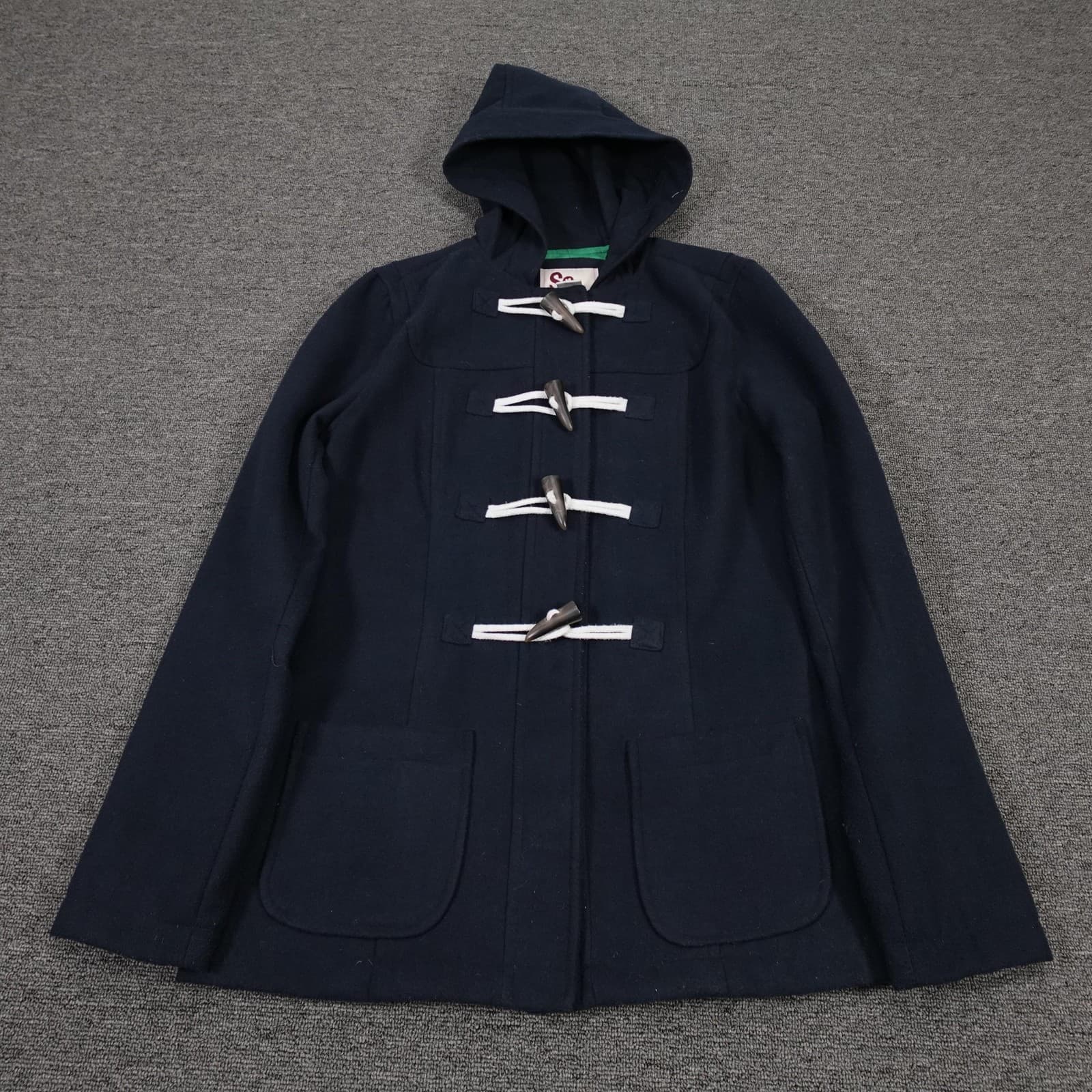 SO Coat Womens Juniors Medium Navy Blue Hooded Toggle Button Twill Duffle Parka